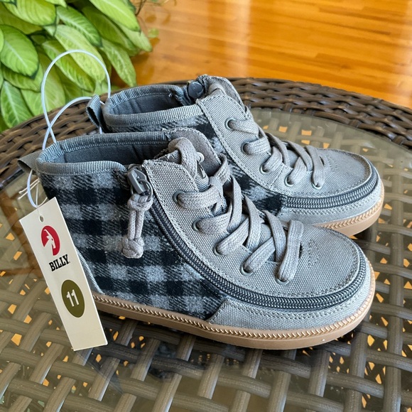 Billy Kids Shoes Size 11 Gray checkered Haring essential High Top New - Picture 8 of 8
